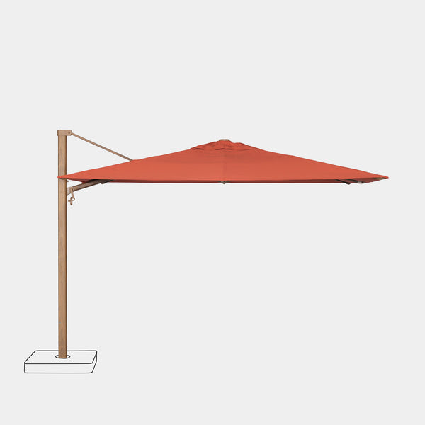 Sombrilla excentrica antiviento Mistral 3x3m - Estructura efecto madera