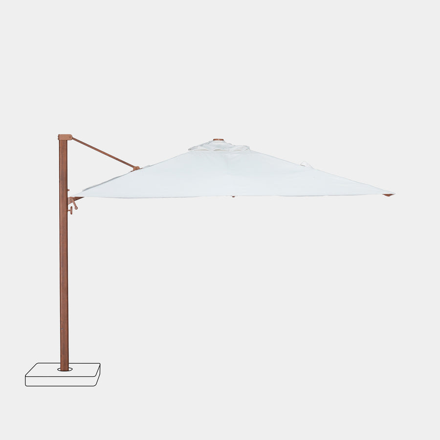 Sombrilla excentrica antiviento Mistral 3x3m - Estructura efecto madera