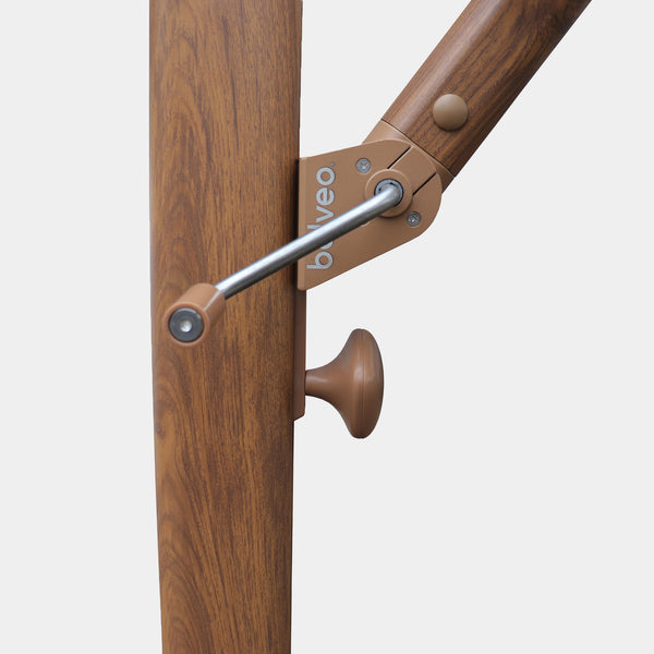 Sombrilla excentrica antiviento Mistral 3x3m - Estructura efecto madera