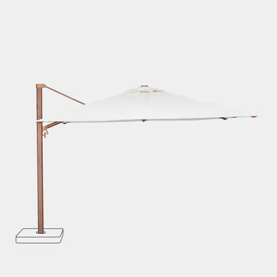 Sombrilla excentrica antiviento Mistral 3x4m - Estructura efecto madera