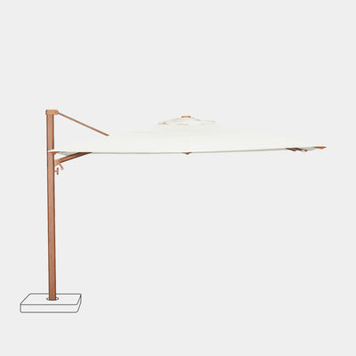 Sombrilla excentrica antiviento Mistral 3x3m - Estructura efecto madera