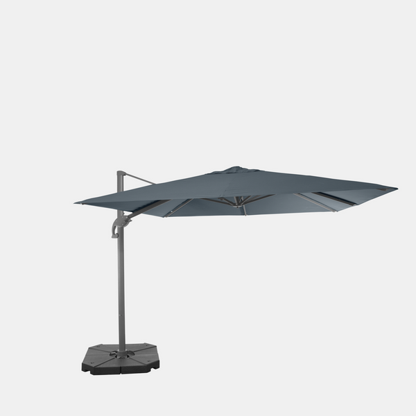 Sombrilla excentrica antiviento Mistral 3x3m & Base con ruedas Ponant