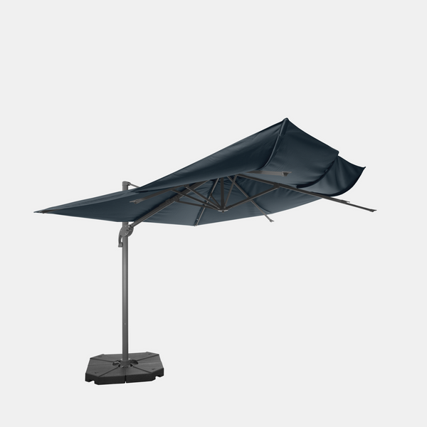 Sombrilla excentrica antiviento Mistral 3x3m & Base con ruedas Ponant