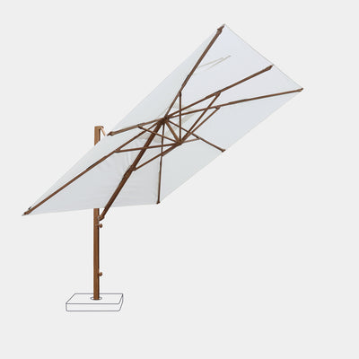 Sombrilla excentrica antiviento Mistral 3x3m - Estructura efecto madera