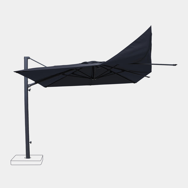 Sombrilla excentrica antiviento Mistral 3x3m - Estructura gris antracita