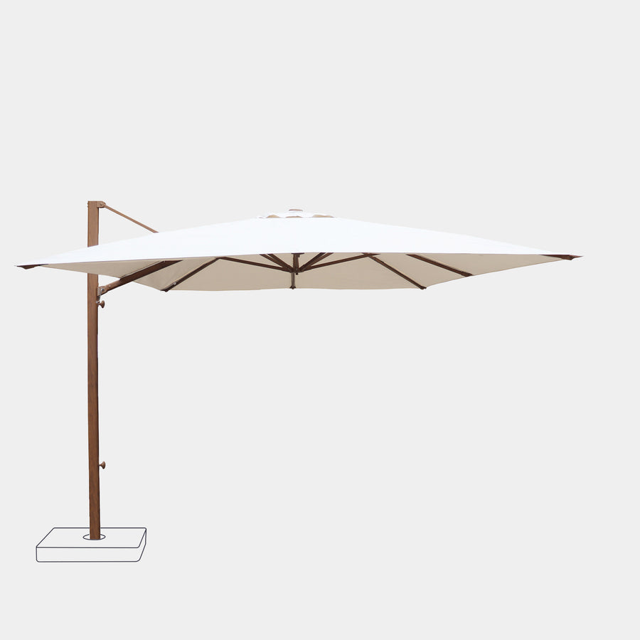 Sombrilla excentrica antiviento Mistral 3x4m - Estructura efecto madera