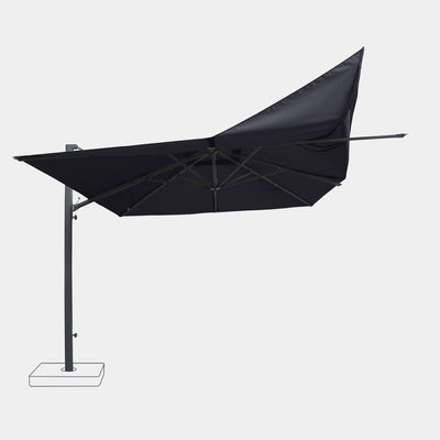 Sombrilla excentrica antiviento Mistral 3x4m - Estructura gris antracita