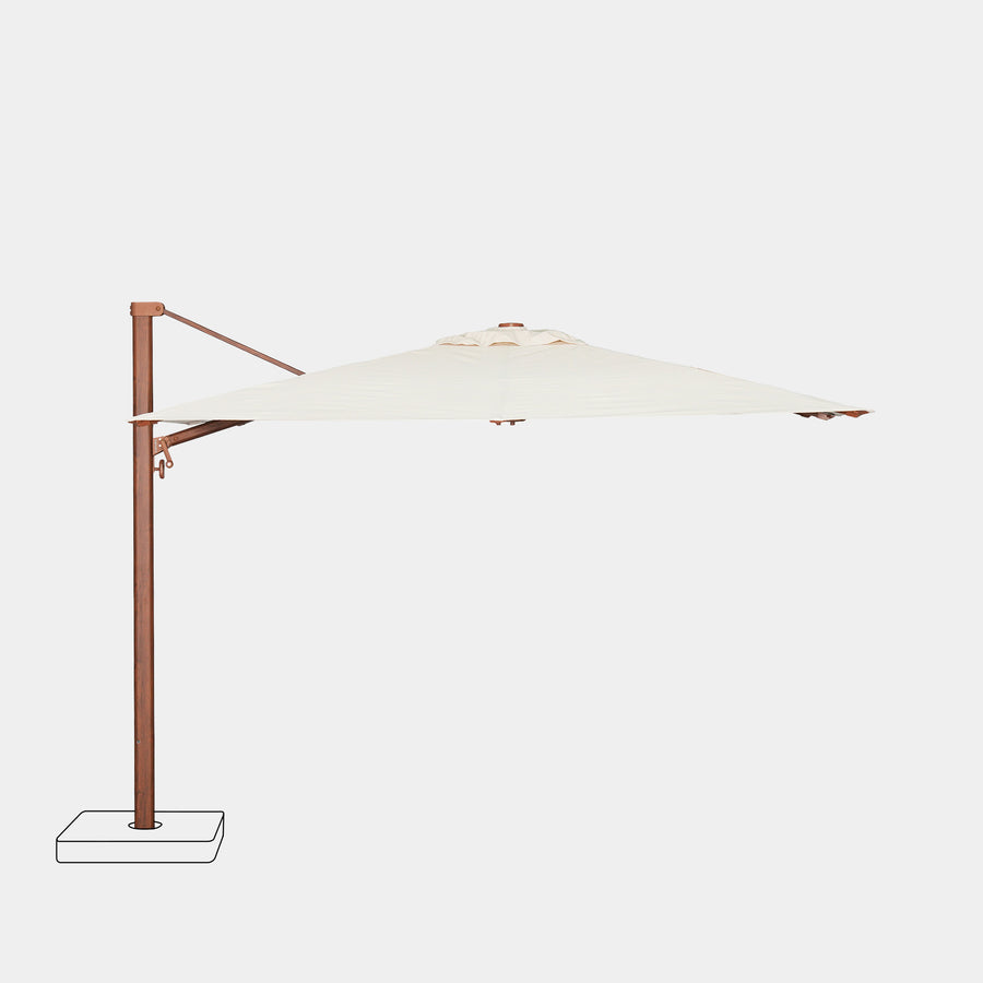 Sombrilla excentrica antiviento Mistral 3x3m - Estructura efecto madera