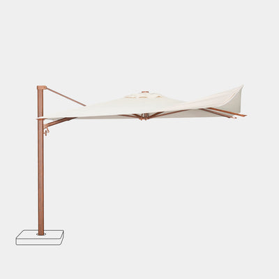 Sombrilla excentrica antiviento Mistral 3x3m - Estructura efecto madera