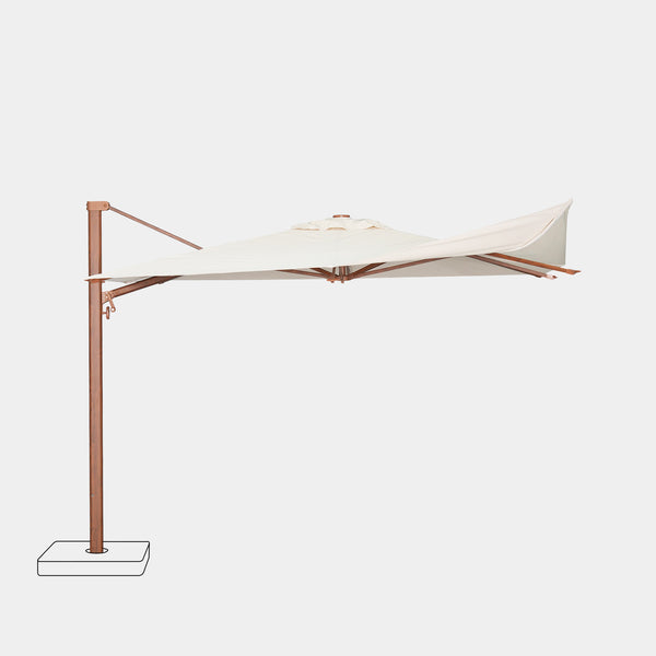 Sombrilla excentrica antiviento Mistral 3x3m - Estructura efecto madera