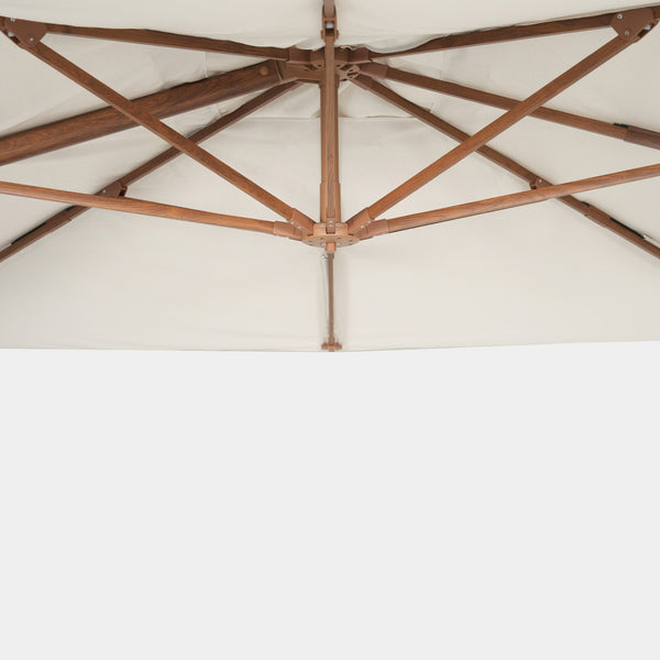 Sombrilla excentrica antiviento Mistral 3x3m - Estructura efecto madera