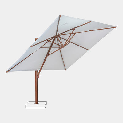 Sombrilla excentrica antiviento Mistral 3x3m - Estructura efecto madera