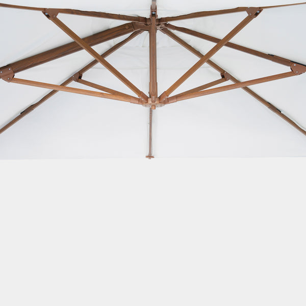 Sombrilla excentrica antiviento Mistral 3x3m - Estructura efecto madera