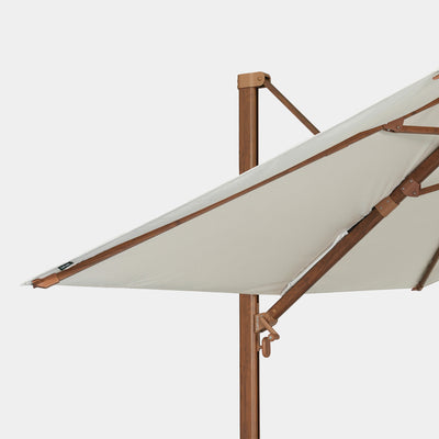 Sombrilla excentrica antiviento Mistral 3x3m - Estructura efecto madera