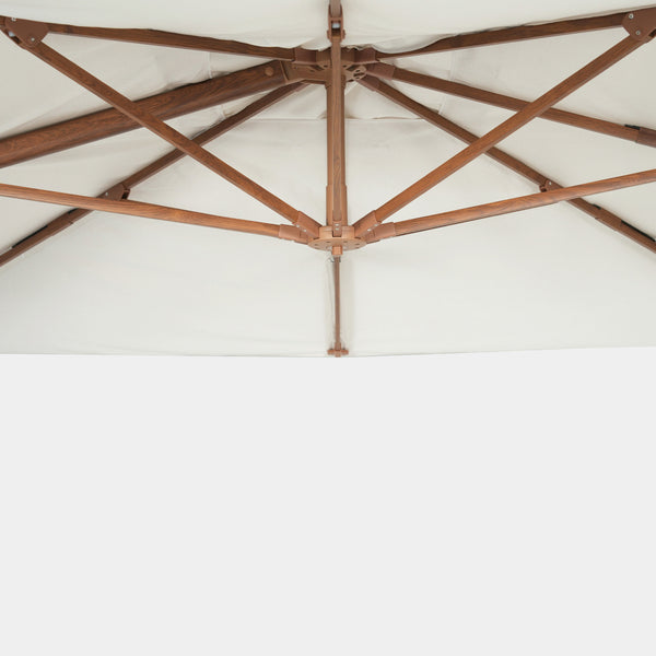 Sombrilla excentrica antiviento Mistral 3x3m - Estructura efecto madera