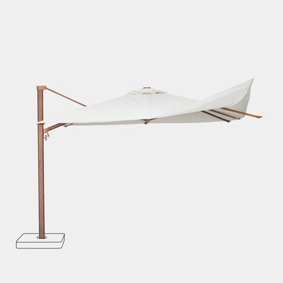 Sombrilla excentrica antiviento Mistral 3x4m - Estructura efecto madera