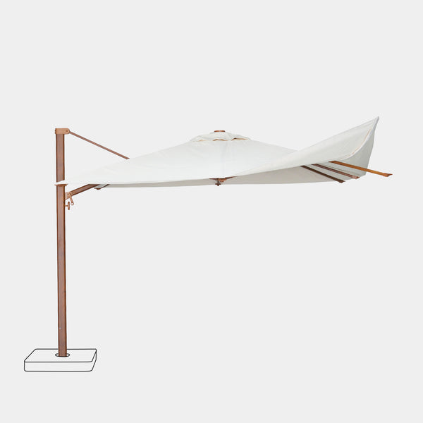 Sombrilla excentrica antiviento Mistral 3x4m - Estructura efecto madera