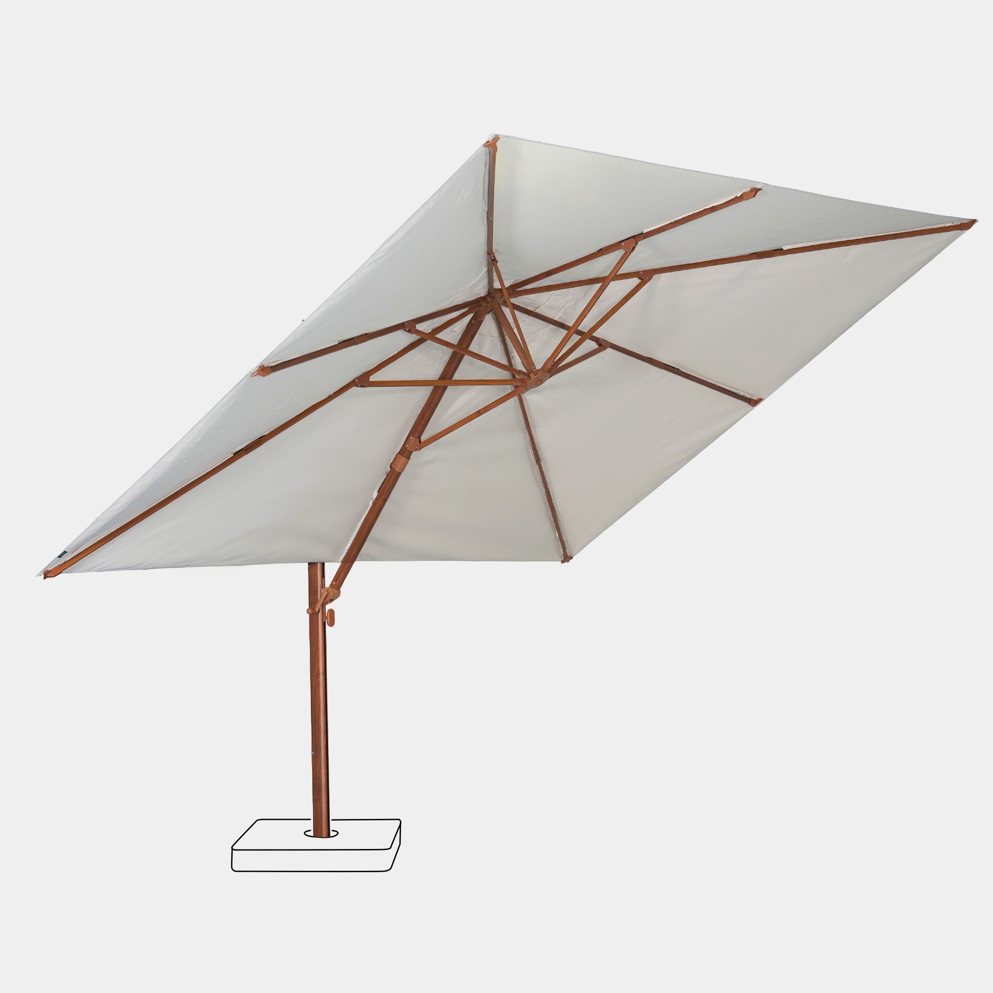 Sombrilla excentrica antiviento Mistral 3x4m - Estructura efecto madera