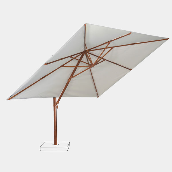 Sombrilla excentrica antiviento Mistral 3x4m - Estructura efecto madera