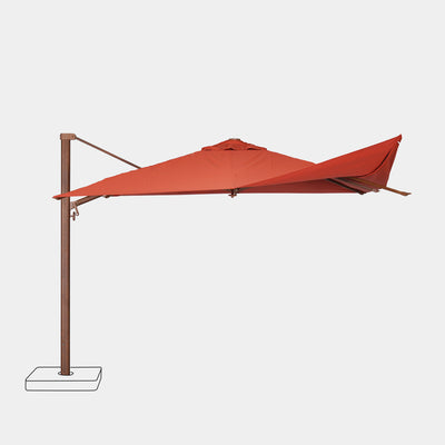 Sombrilla excentrica antiviento Mistral 3x4m - Estructura efecto madera