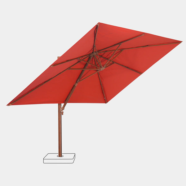 Sombrilla excentrica antiviento Mistral 3x4m - Estructura efecto madera