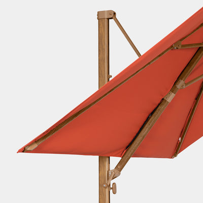 Sombrilla excentrica antiviento Mistral 3x4m - Estructura efecto madera