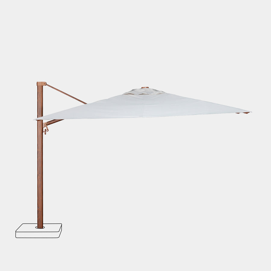 Sombrilla excentrica antiviento Mistral 3x4m - Estructura efecto madera