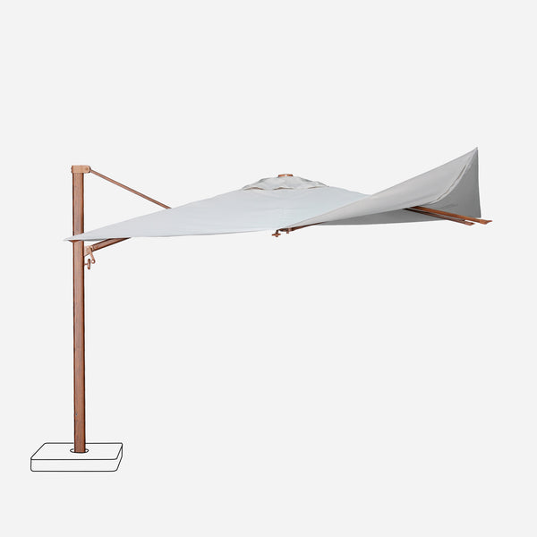 Sombrilla excentrica antiviento Mistral 3x4m - Estructura efecto madera