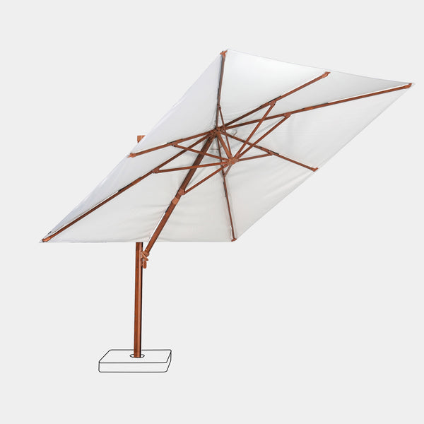 Sombrilla excentrica antiviento Mistral 3x4m - Estructura efecto madera