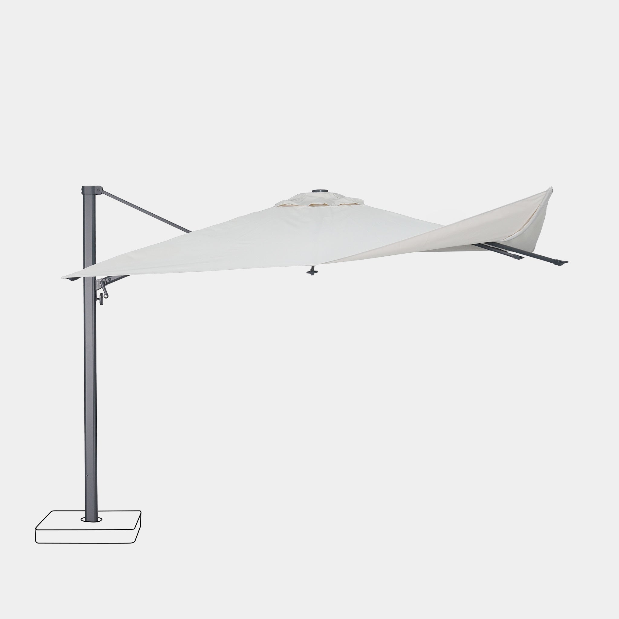 Sombrilla excentrica antiviento Mistral 3x4m - Estructura gris antracita