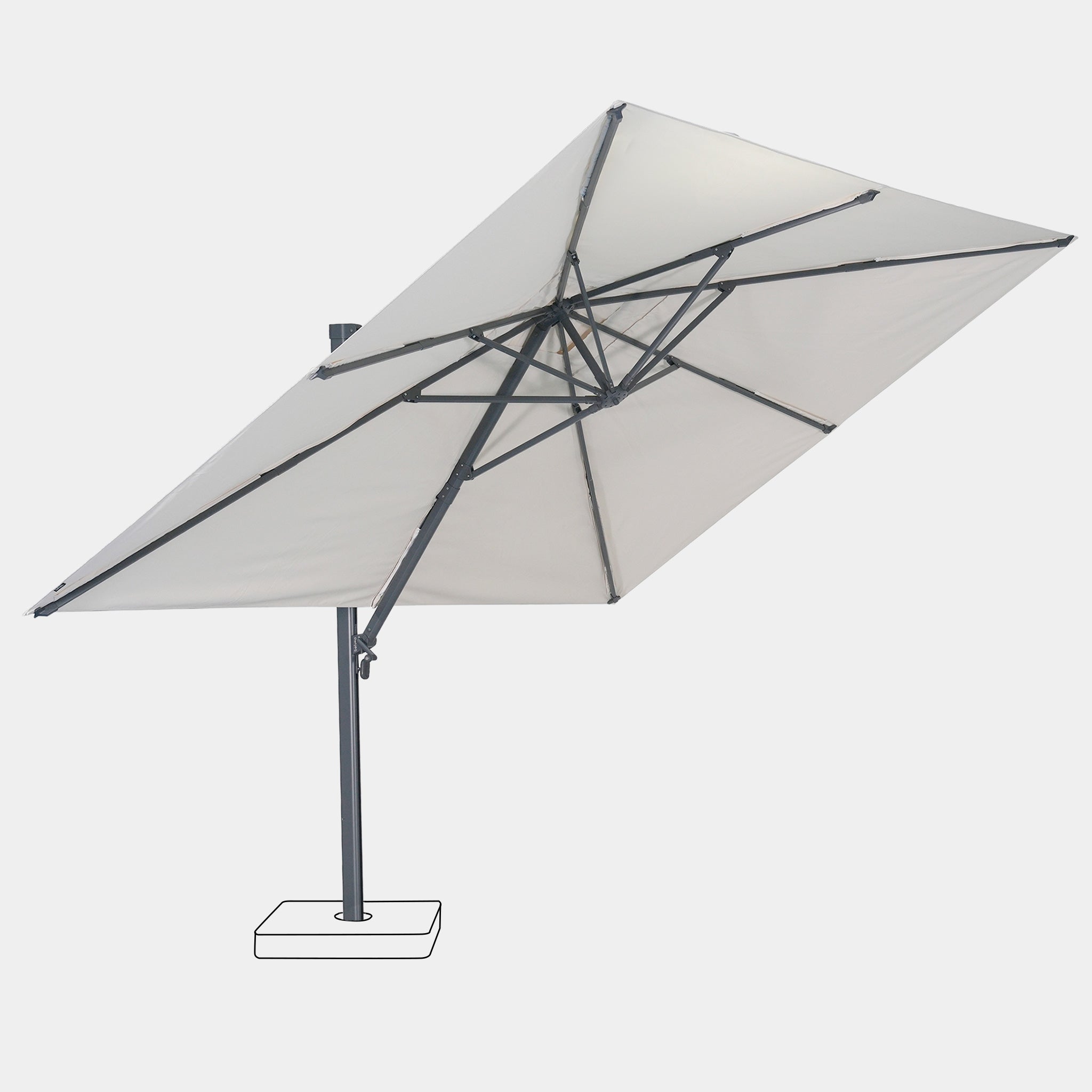 Sombrilla excentrica antiviento Mistral 3x4m - Estructura gris antracita