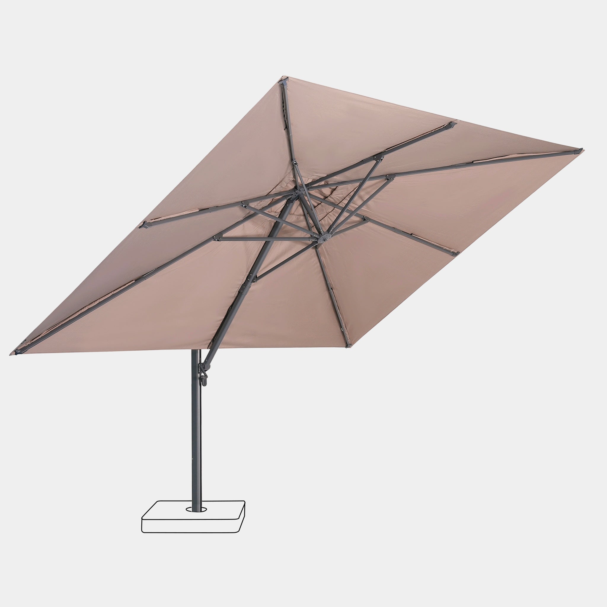 Sombrilla excentrica antiviento Mistral 3x4m - Estructura gris antracita