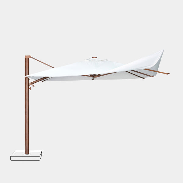 Sombrilla excentrica antiviento Mistral 3x4m - Estructura efecto madera